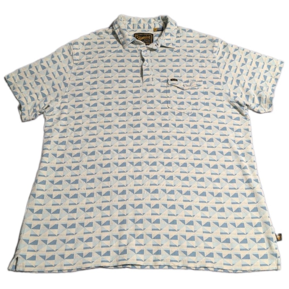Howler Brothers Ranchero Polo Mens XXL Blue Geometric Pearl Snap Western Shirt
